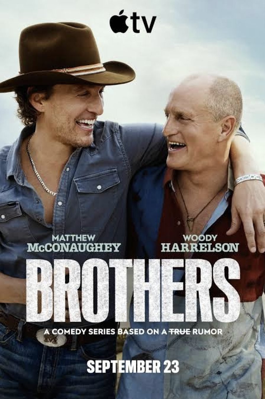 Apple TV+ Brothers key art with Matthew McConaughey and Woody Harrelson